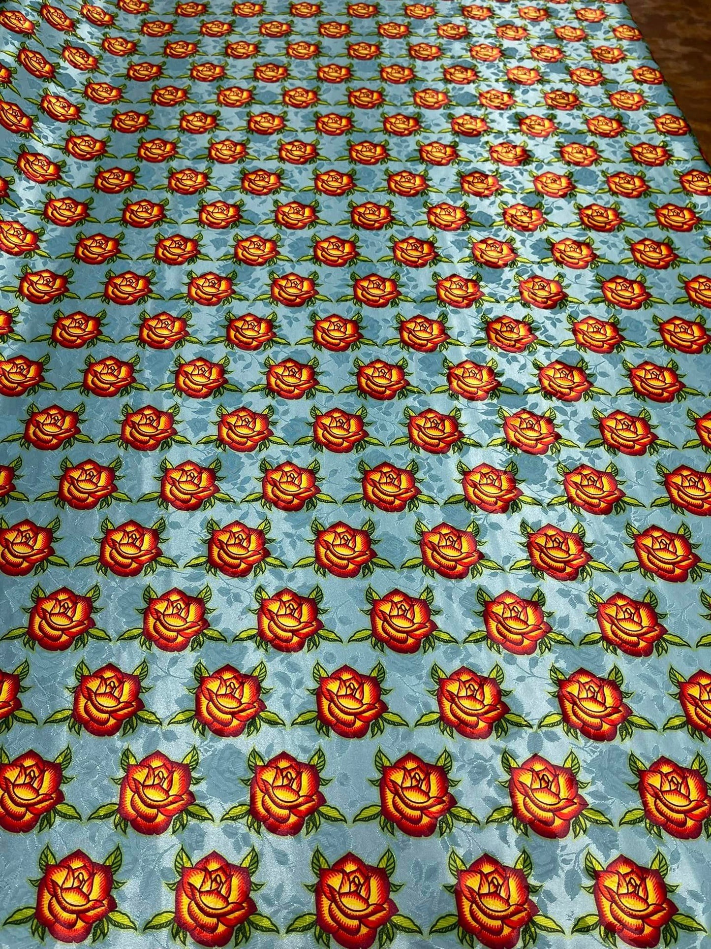 SATIN JACQUARD with Rose All Over Design Fabric by Paula TopSky Houtz