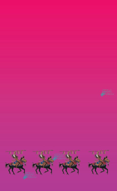 Running Horses Red Pink Gradient