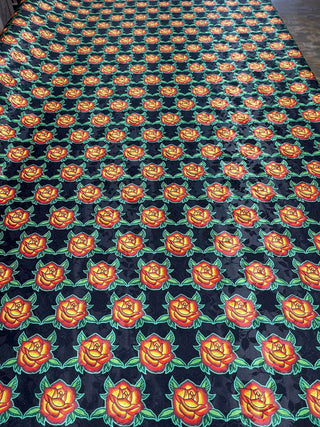 SATIN JACQUARD with  Rose All Over Design Fabric by Paula TopSky Houtz