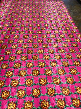 SATIN JACQUARD with  Rose All Over Design Fabric by Paula TopSky Houtz