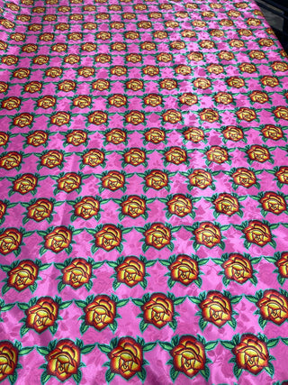 SATIN JACQUARD with  Rose All Over Design Fabric by Paula TopSky Houtz