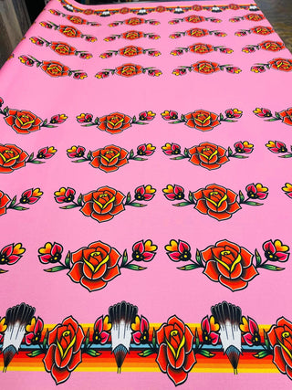 Inversed Rose All Over Design Fabric by Paula TopSky Houtz