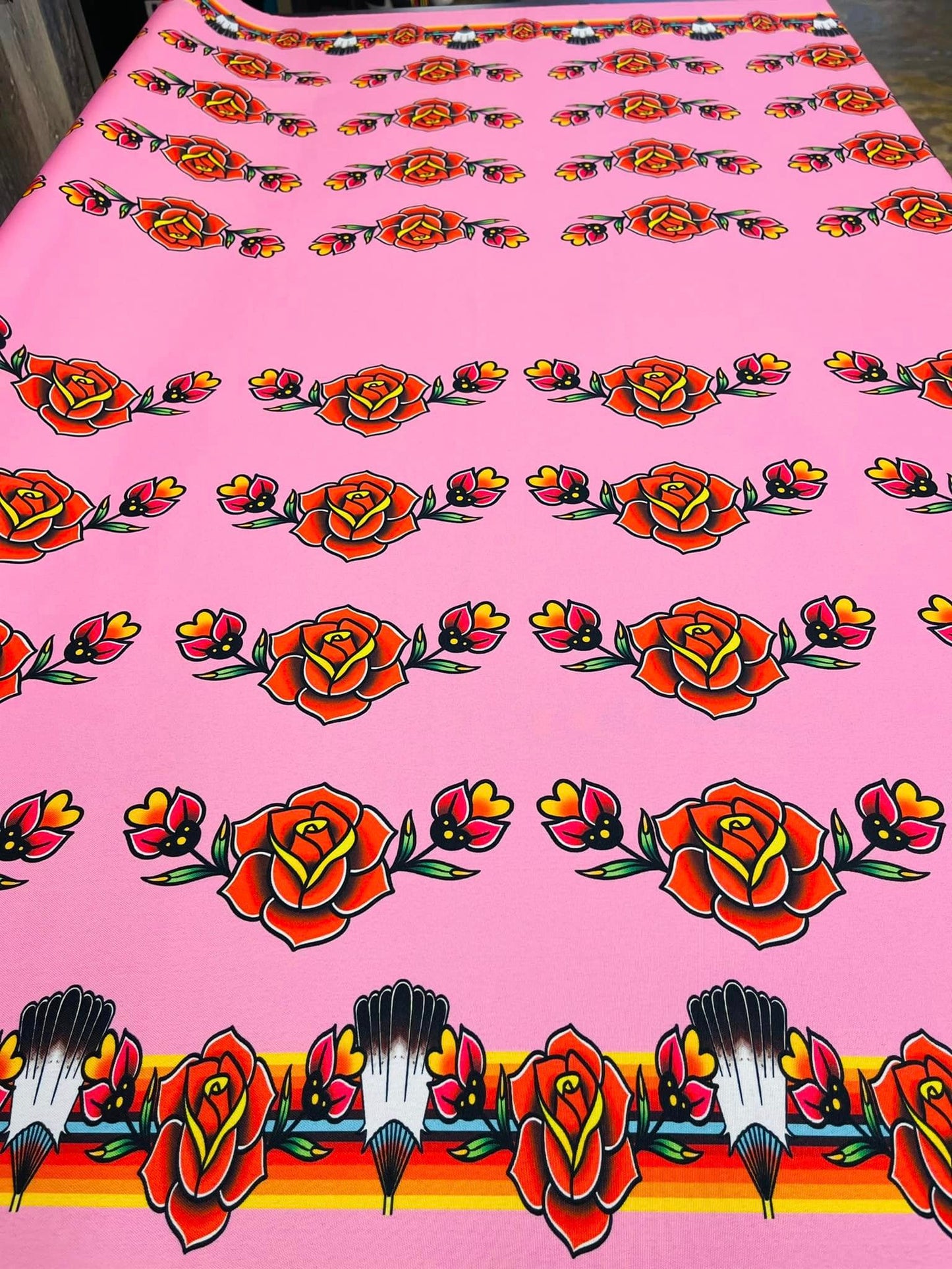Inversed Rose All Over Design Fabric by Paula TopSky Houtz