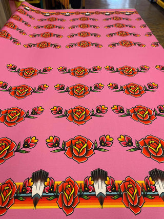 Inversed Rose All Over Design Fabric by Paula TopSky Houtz