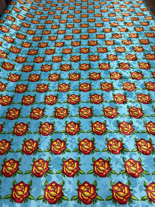 SATIN JACQUARD with  Rose All Over Design Fabric by Paula TopSky Houtz