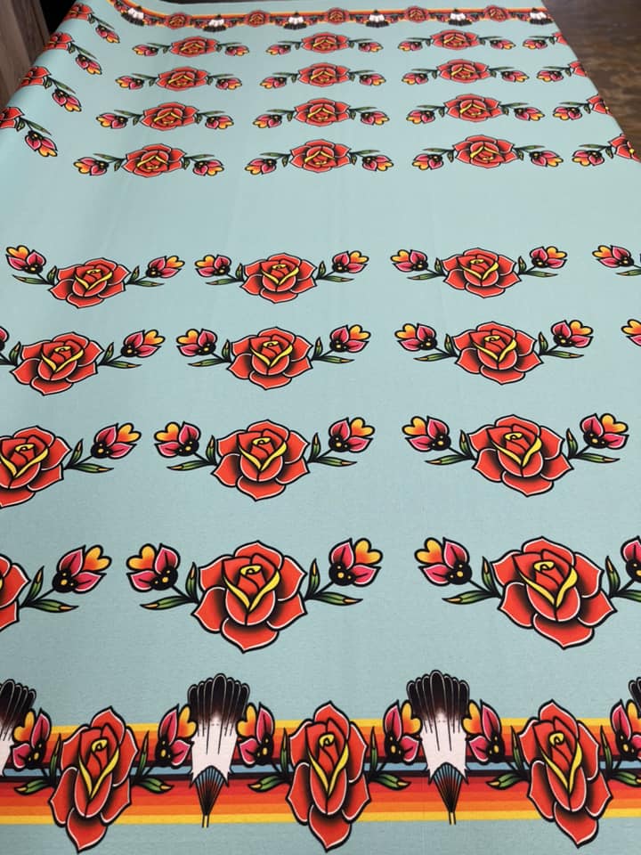 Inverted Rose Pattern Inversed Rose All Over Design Fabric by Paula TopSky Houtz – OKC Fabric ...