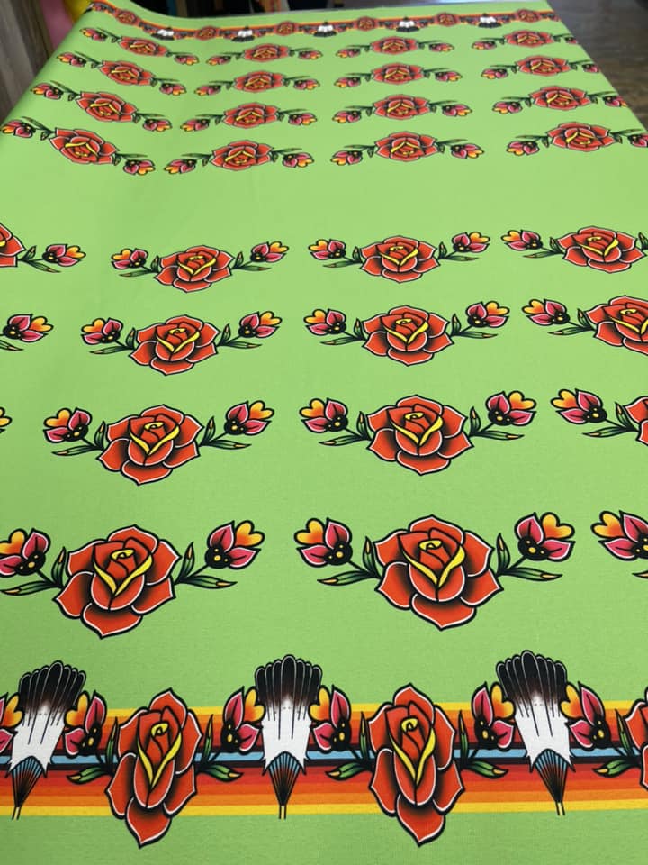 Inversed Rose All Over Design Fabric by Paula TopSky Houtz