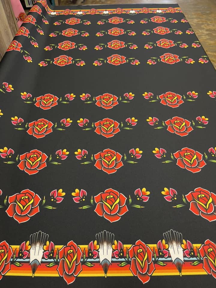 Inverted Rose Pattern Inversed Rose All Over Design Fabric by Paula TopSky Houtz – OKC Fabric ...