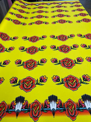 Inversed Rose All Over Design Fabric by Paula TopSky Houtz