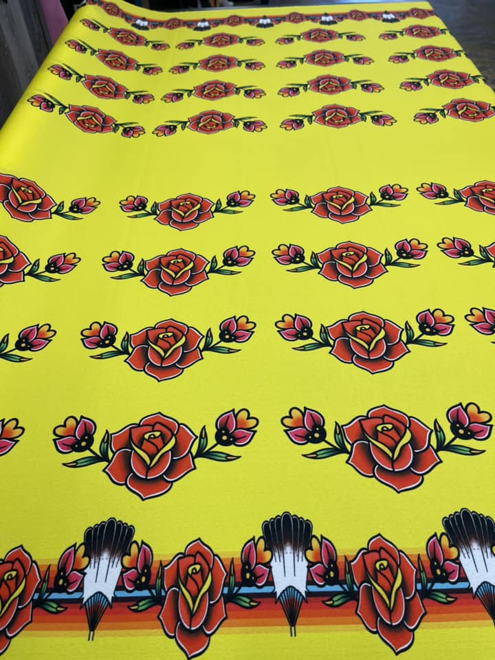 Inversed Rose All Over Design Fabric by Paula TopSky Houtz