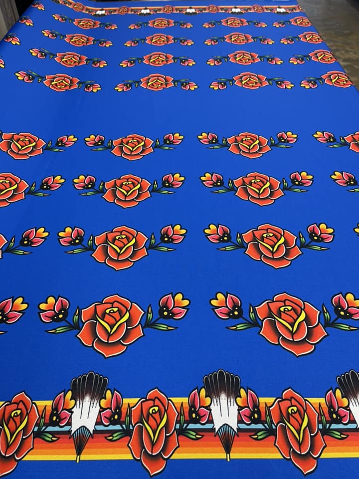 Inversed Rose All Over Design Fabric by Paula TopSky Houtz