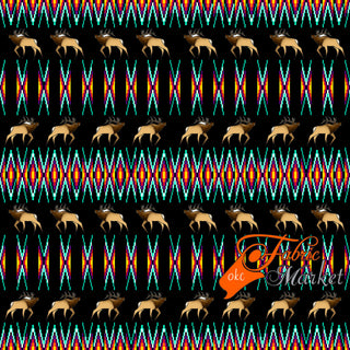 Geometric bead work with Elk design Fabric by Paula TopSky Houtz
