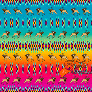 Geometric bead work with Elk design Fabric by Paula TopSky Houtz