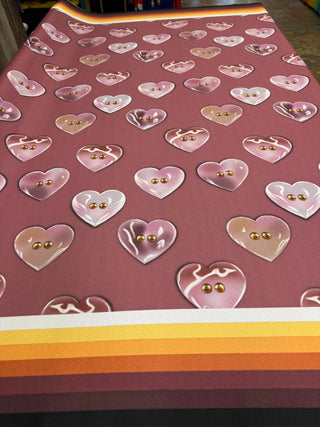 Hand Drawn Polished Concho Heart Shells design Fabric by Paula TopSky Houtz