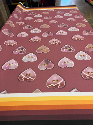 Hand Drawn Polished Concho Heart Shells design Fabric by Paula TopSky Houtz