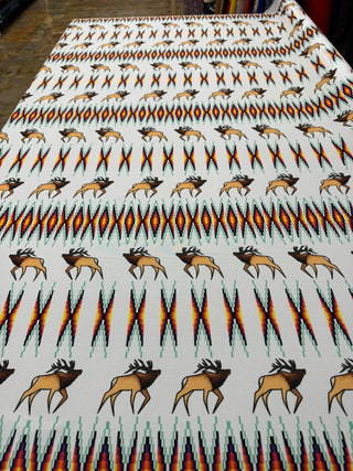 Geometric bead work with Elk design Fabric by Paula TopSky Houtz