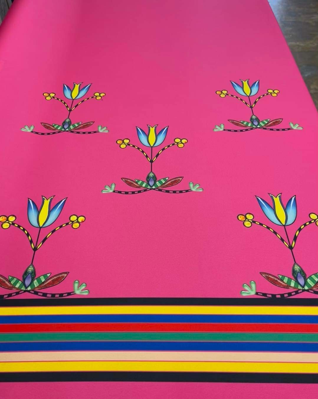 Floral 9 band stripe design