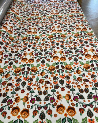 Embroidered Look Floral Gabardine
