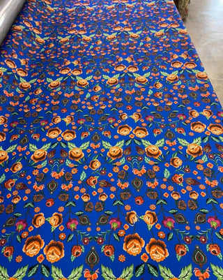 Embroidered Look Floral Gabardine