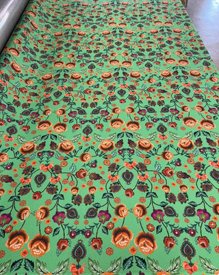 Embroidered Look Floral Gabardine